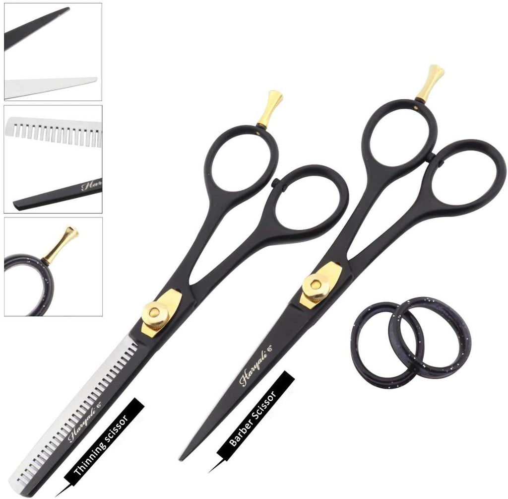 Professional Black 6" Hairdressing Thinning Scissors Hair Cutting Shears Set - HARYALI LONDON