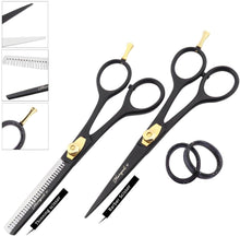 Load image into Gallery viewer, Professional Black 6&quot; Hairdressing Thinning Scissors Hair Cutting Shears Set - HARYALI LONDON