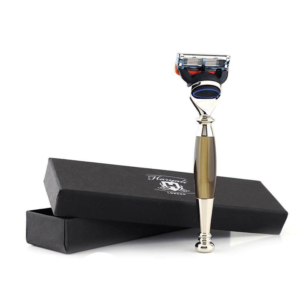Hidden Hat Razor Tandoori 5 Edge Shaving Razor - Buffalo Horn Imitation – HARYALI LONDON