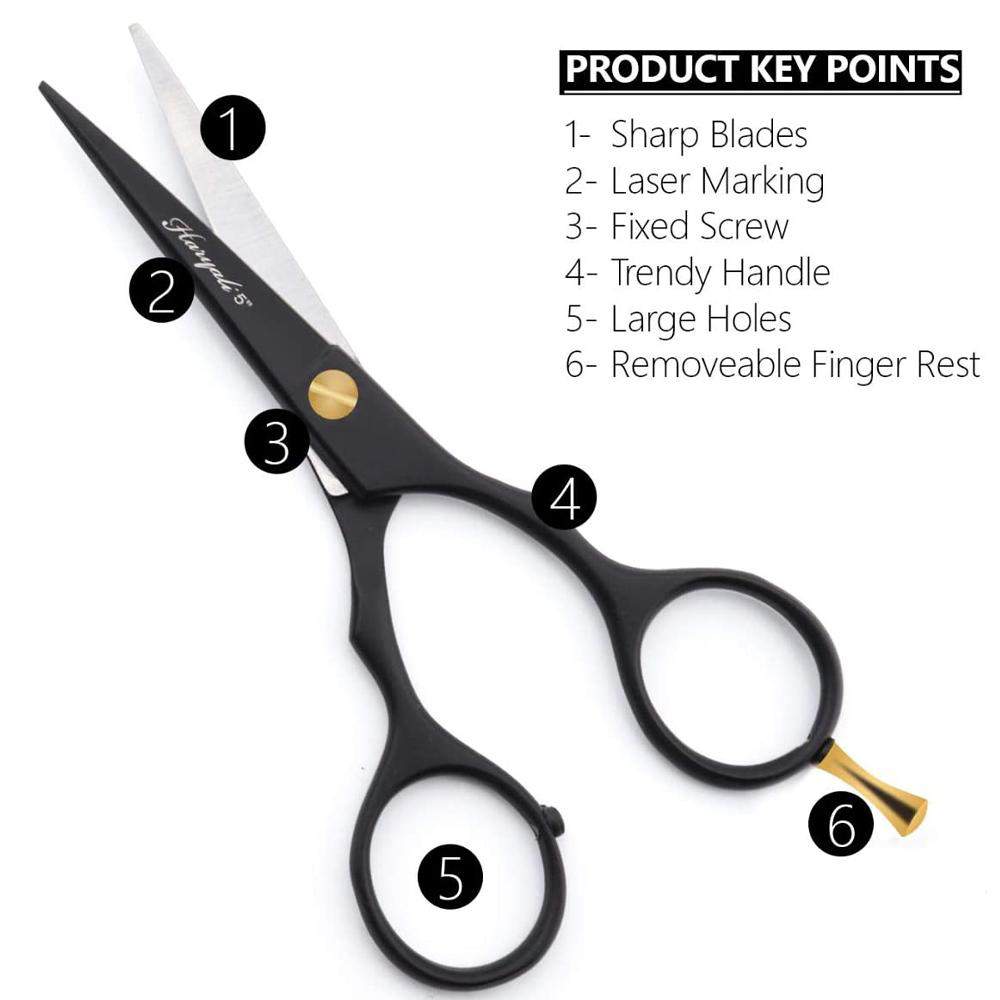 Haryali Black 5” Beard & Moustache Hair Trimming Scissor - HARYALI LONDON