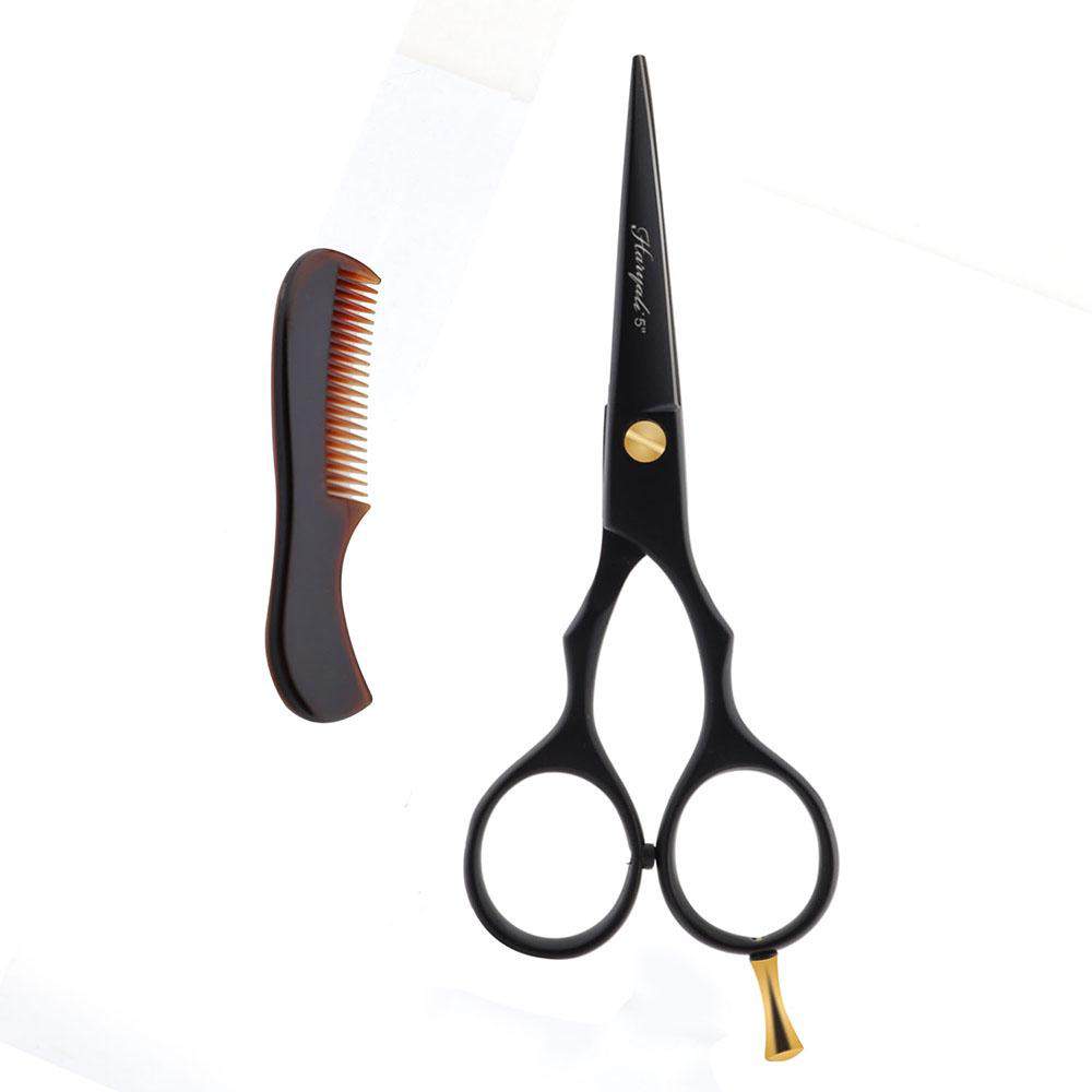 Haryali Black 5” Beard & Moustache Hair Trimming Scissor - HARYALI LONDON