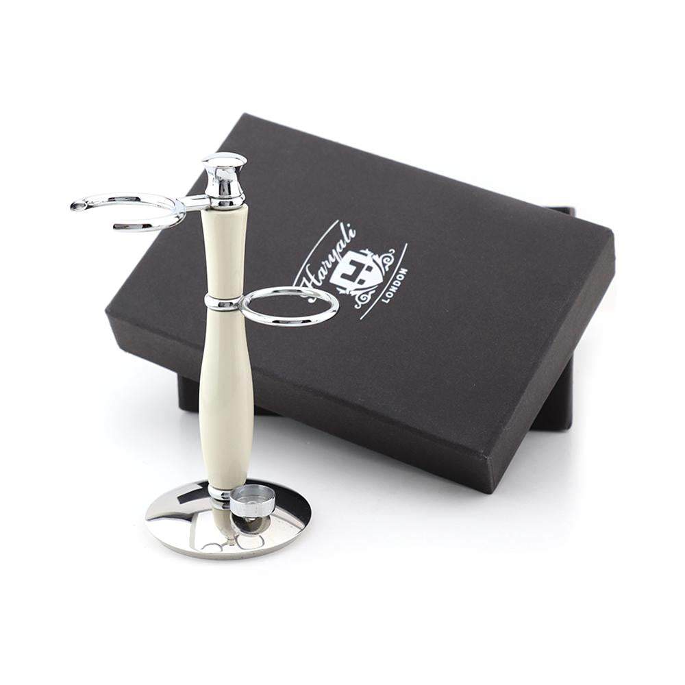 Dual Shaving Stand in Ivory and Silver Color - HARYALI LONDON