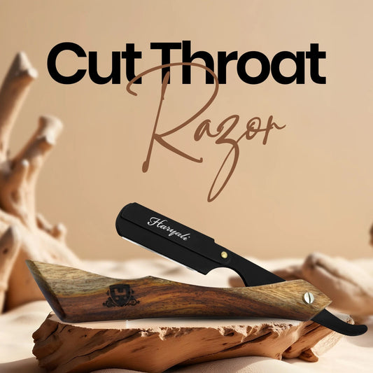 Wooden New Hocky Cut Throat Replaceable Blade Razor - HARYALI LONDON