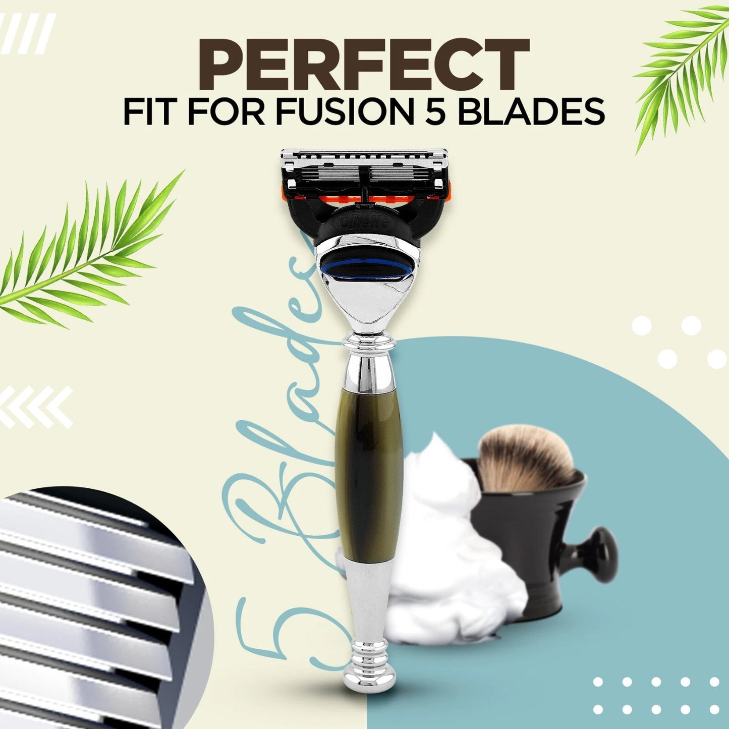 Tandoori 5 Blade Razor Half Tortoise Horn Imitation - HARYALI LONDON