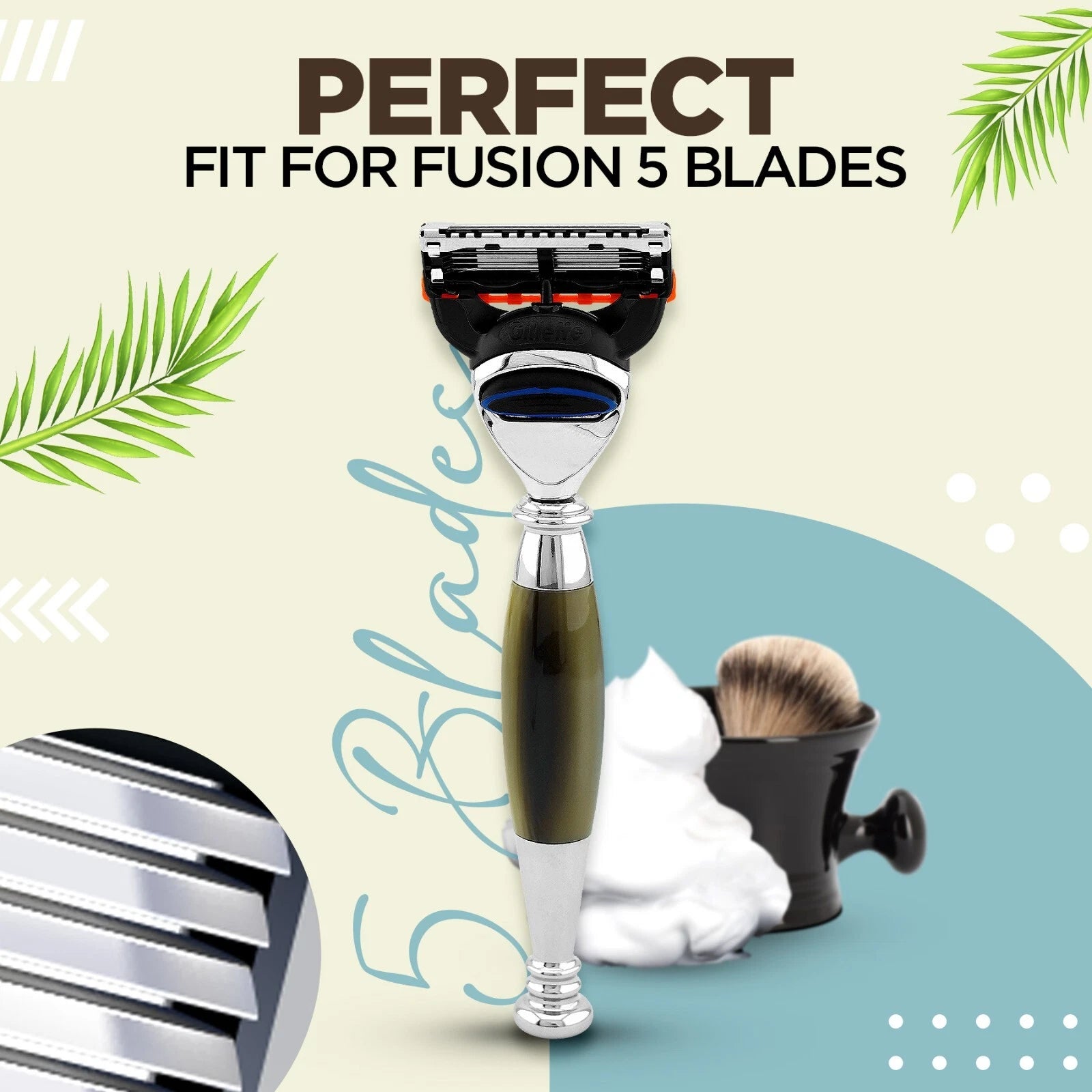 Tandoori 5 Blade Razor Half Tortoise Horn Imitation - HARYALI LONDON