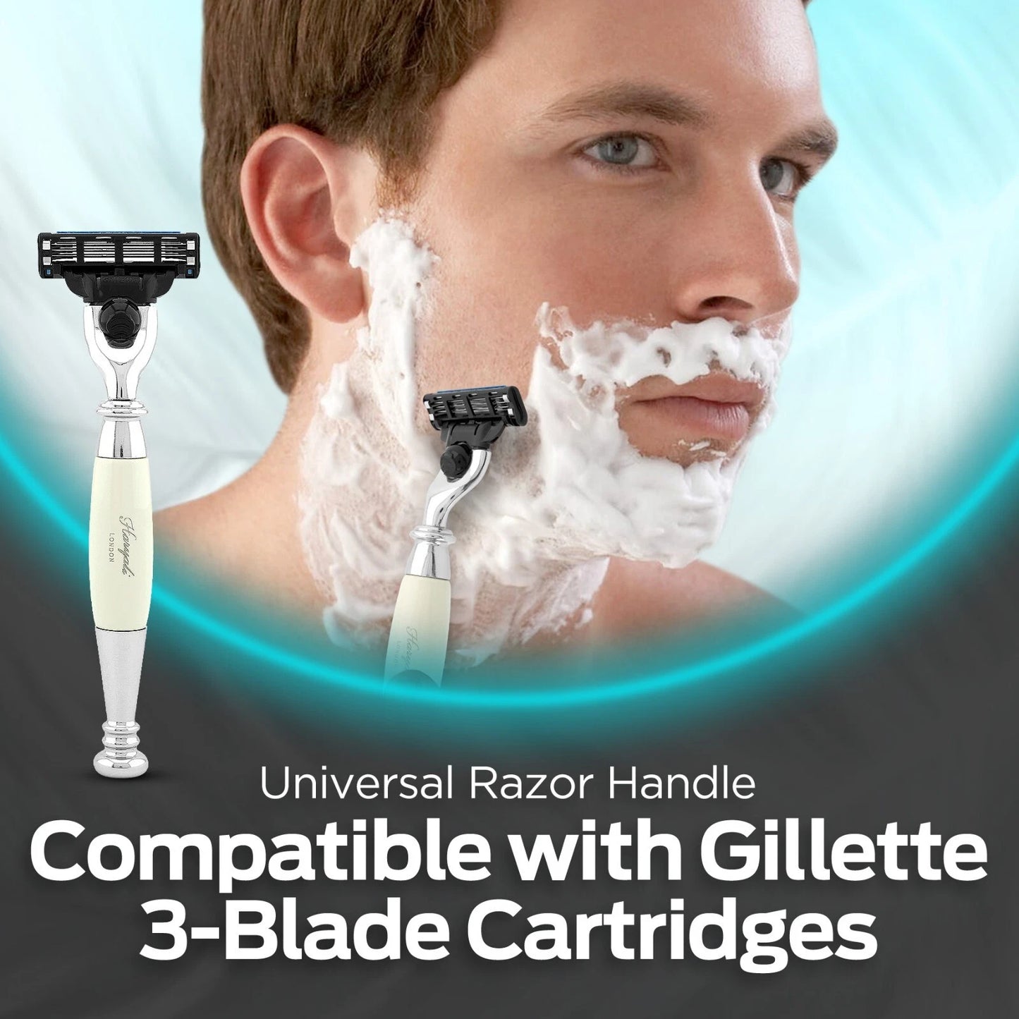 Tandoori 3 Blade Razor Ivory Half Nex Grip - HARYALI LONDON