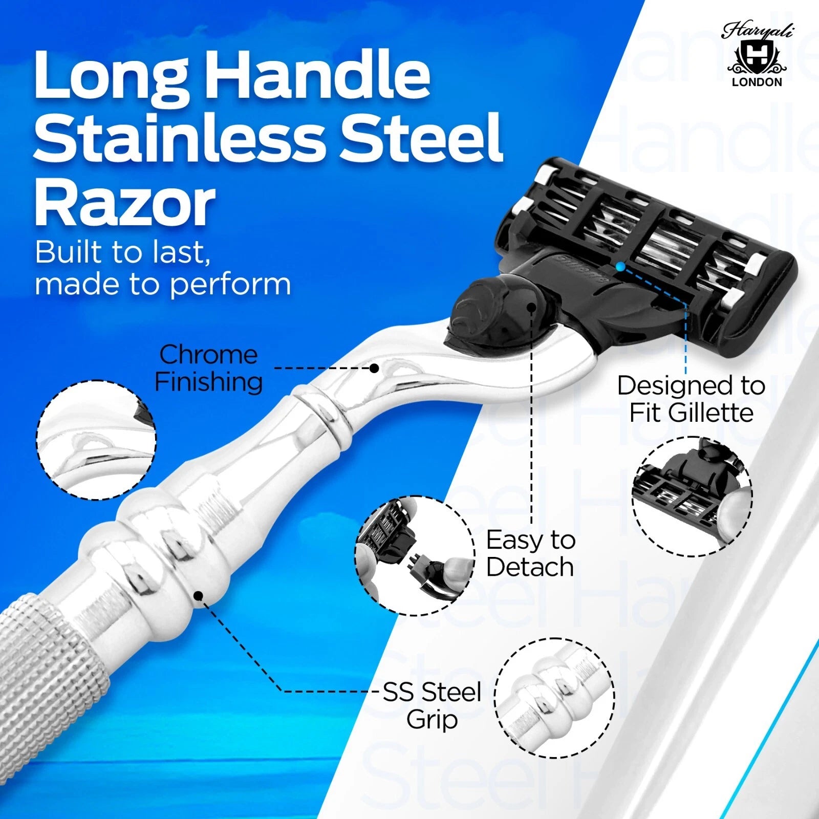 3 Blade Razor Stainless Steel Handle Perfect Grip - HARYALI LONDON