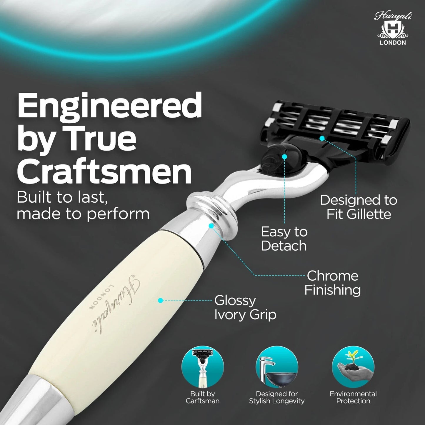 Tandoori 3 Blade Razor Ivory Half Nex Grip - HARYALI LONDON