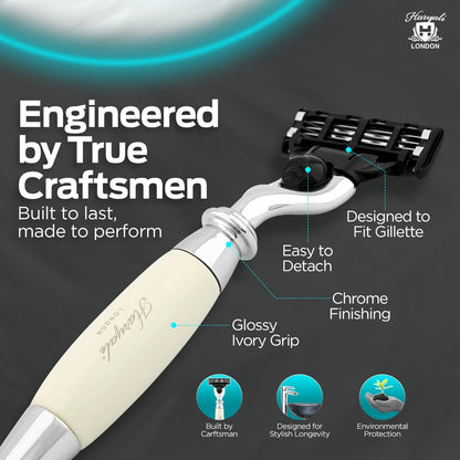 Tandoori 3 Blade Razor Ivory Half Nex Grip - HARYALI LONDON