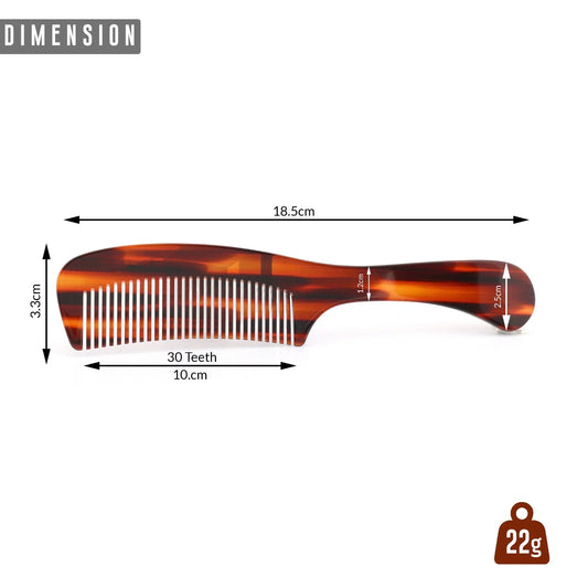 Brown Tortoiseshell Detangling Hair Comb with Handle - HARYALI LONDON
