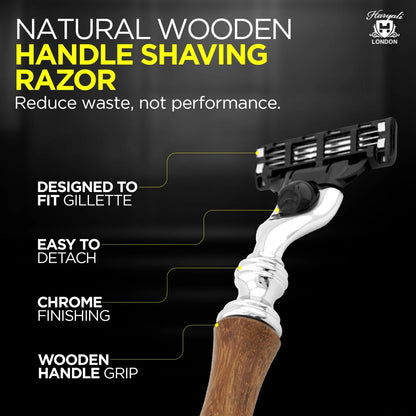 Haryali's 3 Edge Shaving Razor, Wooden Handle