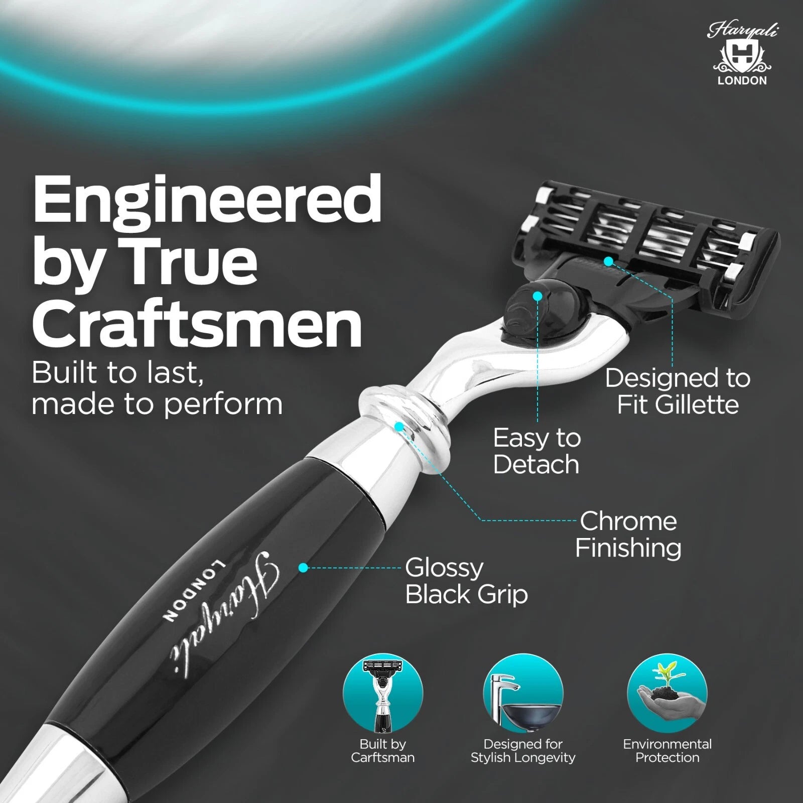 Tandoori 3 Blade Razor Black Half Nex Grip - HARYALI LONDON