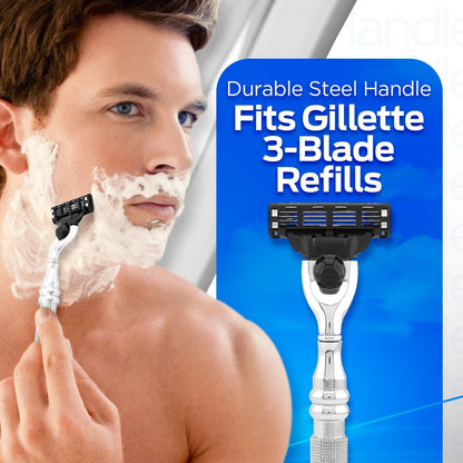 3 Blade Razor Stainless Steel Handle Perfect Grip - HARYALI LONDON