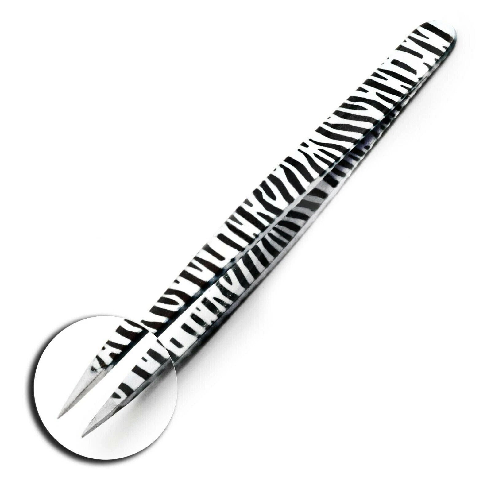 Professional Stainless Steel Zebra Print Eyebrow Tweezers Set - HARYALI LONDON