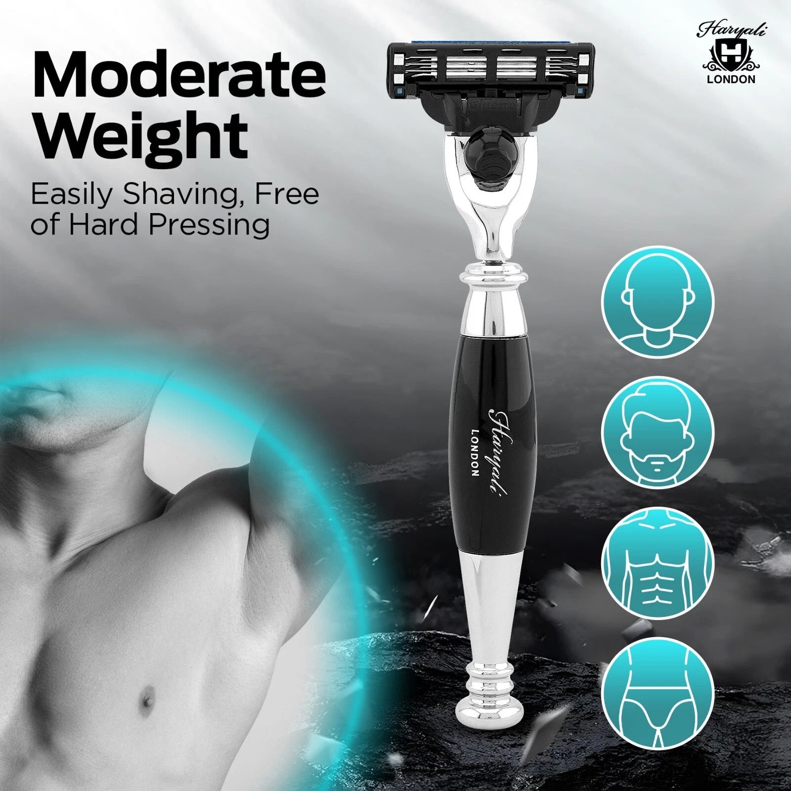 Tandoori 3 Blade Razor Black Half Nex Grip - HARYALI LONDON