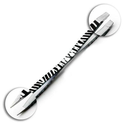Professional Stainless Steel Zebra Print Eyebrow Tweezers Set - HARYALI LONDON