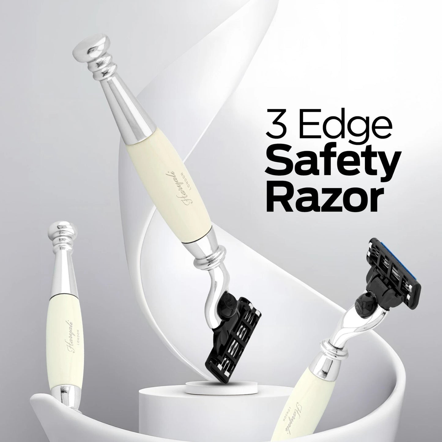Tandoori 3 Blade Razor Ivory Half Nex Grip - HARYALI LONDON
