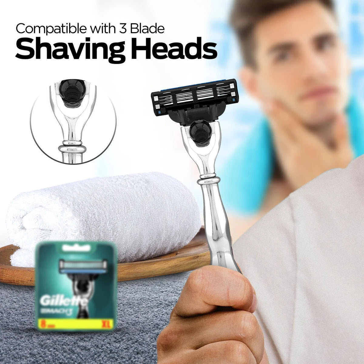Rouns Shape Razor Buy 3 Blade Razor for Men Stainless Steel Vase Shape – HARYALI LONDON