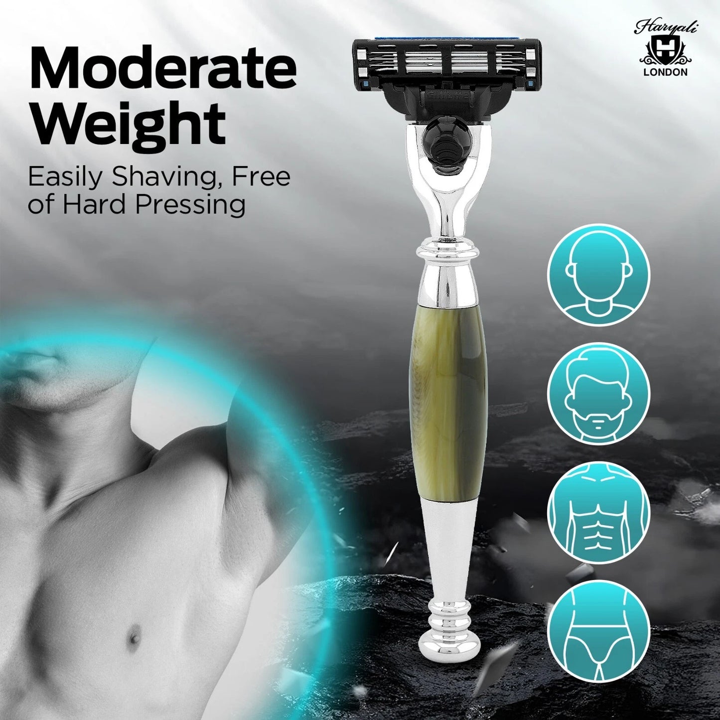 Tandoori 3 Edge Shaving Razor Tortoise Horn Imitation - HARYALI LONDON