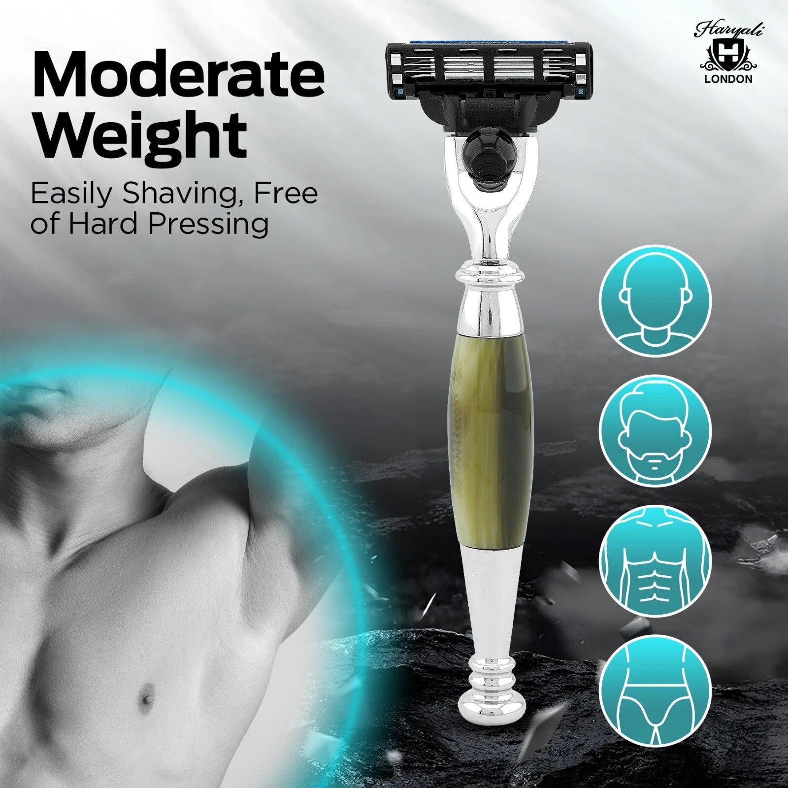 Tandoori 3 Edge Shaving Razor Tortoise Horn Imitation - HARYALI LONDON