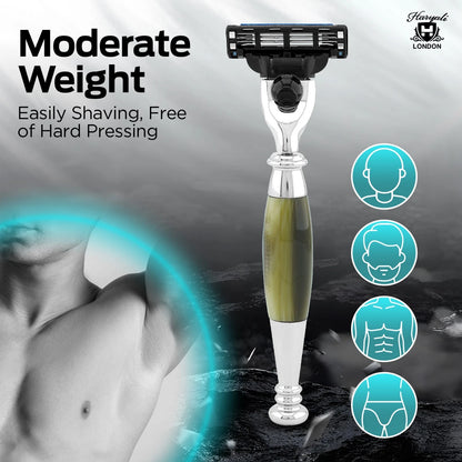 Tandoori 3 Edge Shaving Razor Tortoise Horn Imitation - HARYALI LONDON