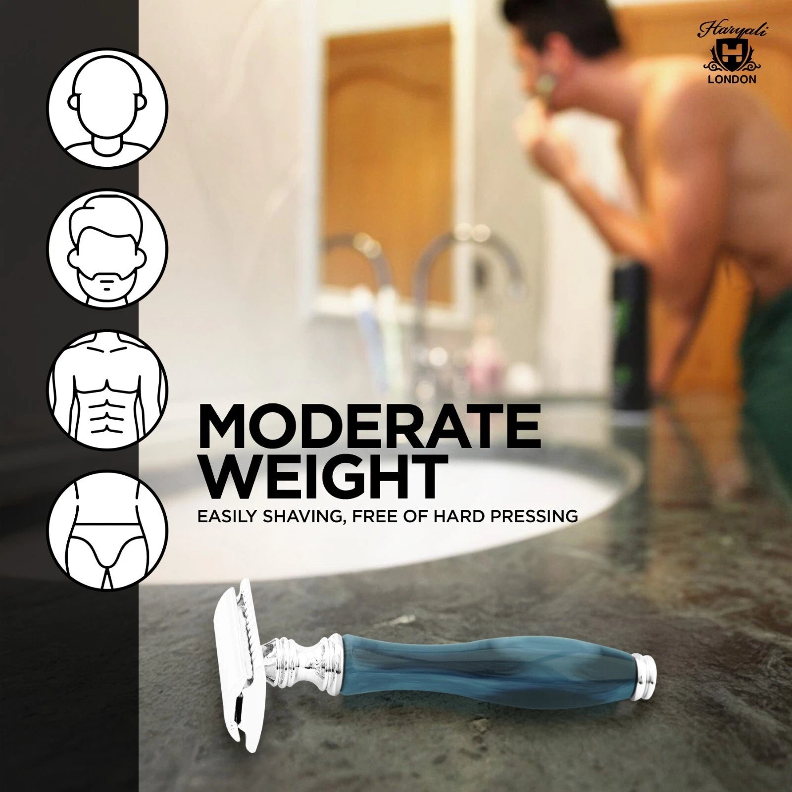 Haryali's Double Edge Safety Razor - Blue - HARYALI LONDON