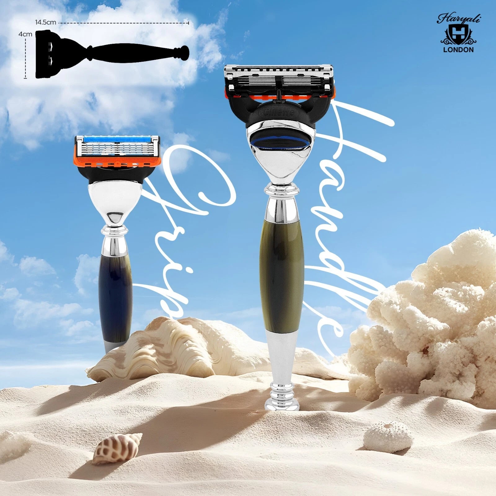 Tandoori 5 Blade Razor Half Tortoise Horn Imitation - HARYALI LONDON