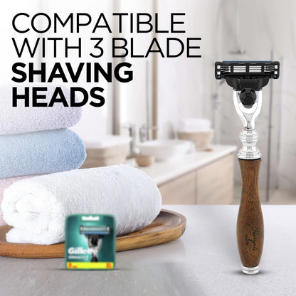 Haryali's 3 Edge Shaving Razor, Wooden Handle