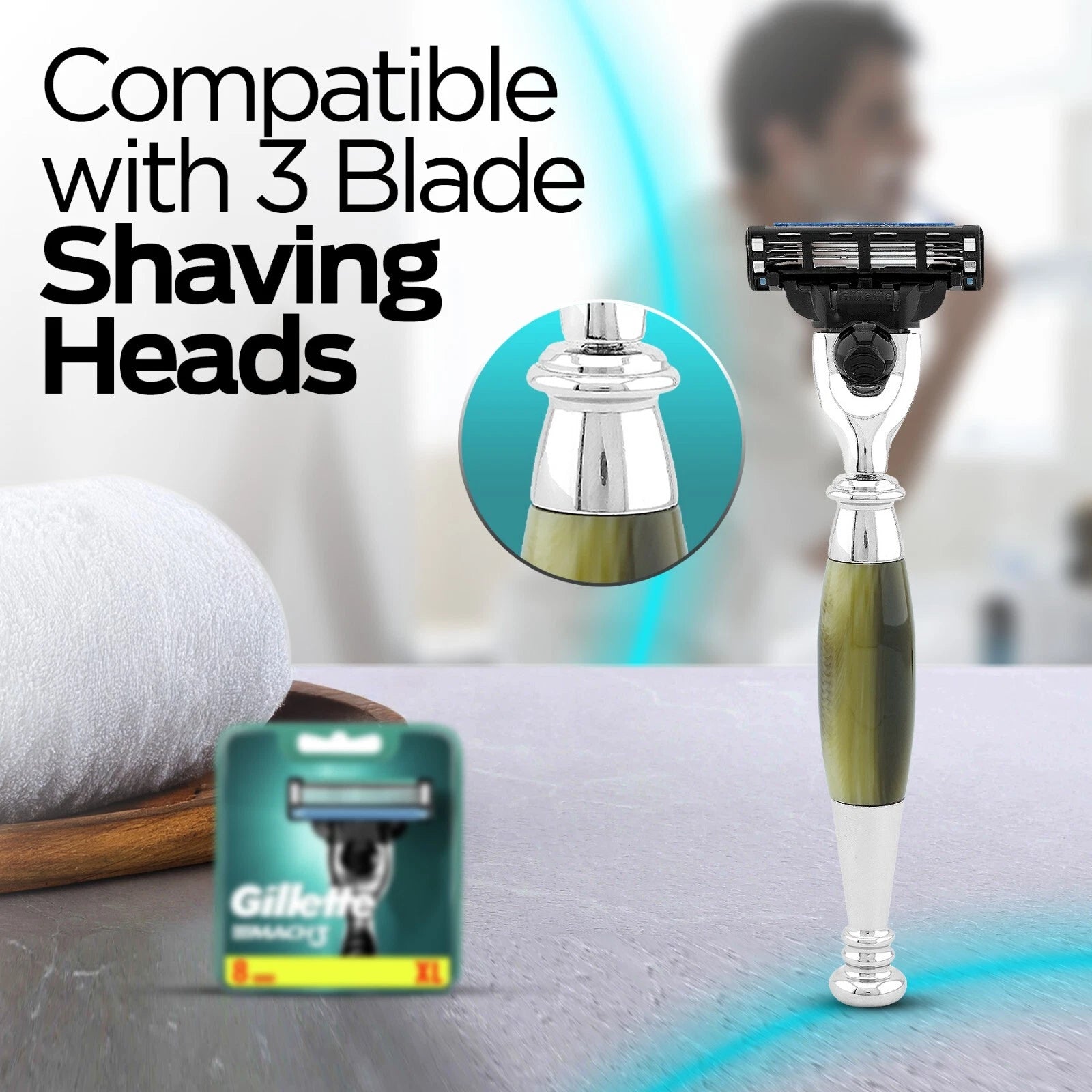 Tandoori 3 Edge Shaving Razor Tortoise Horn Imitation - HARYALI LONDON