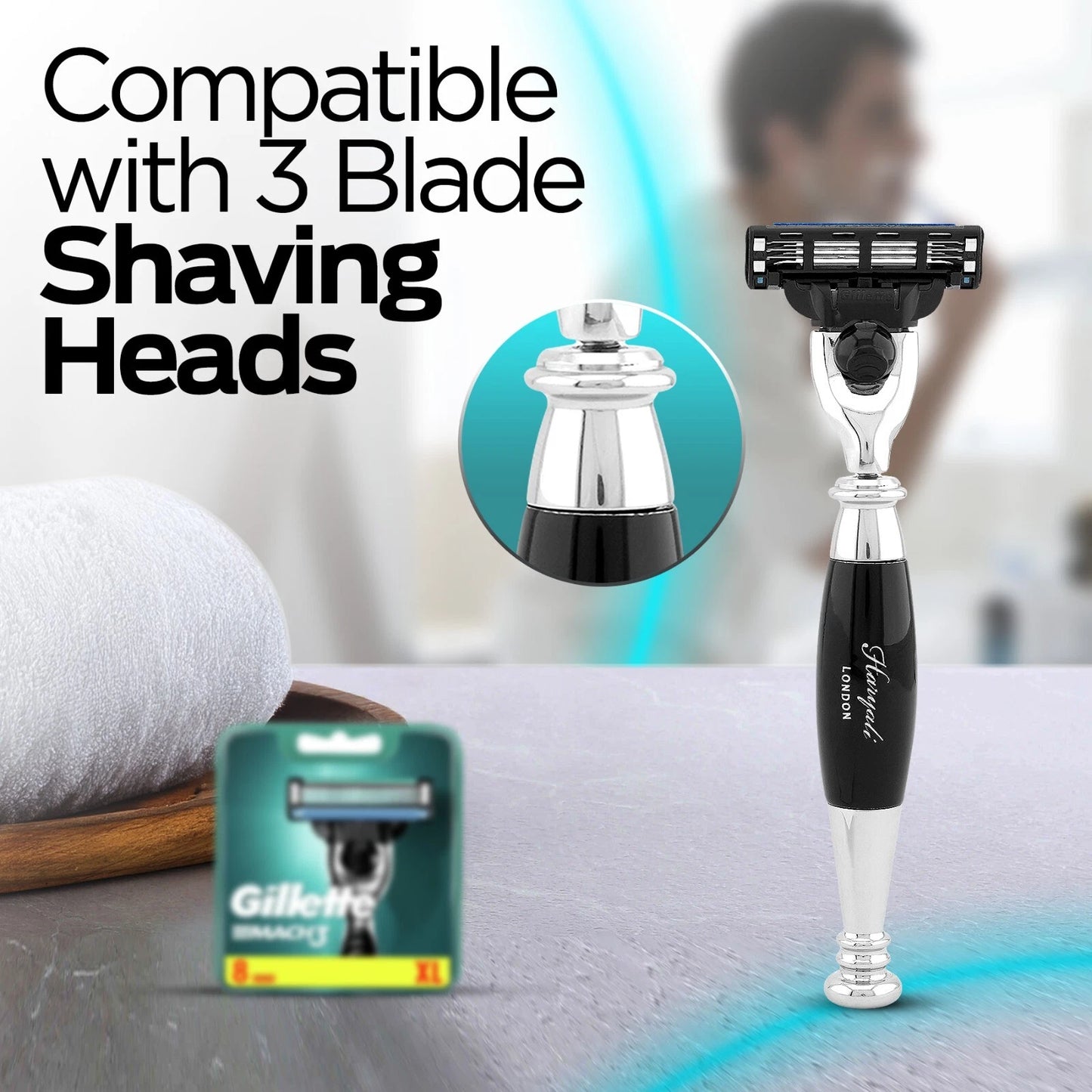 Tandoori 3 Blade Razor Black Half Nex Grip - HARYALI LONDON