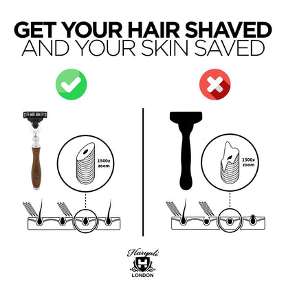 Haryali's 3 Edge Shaving Razor, Wooden Handle