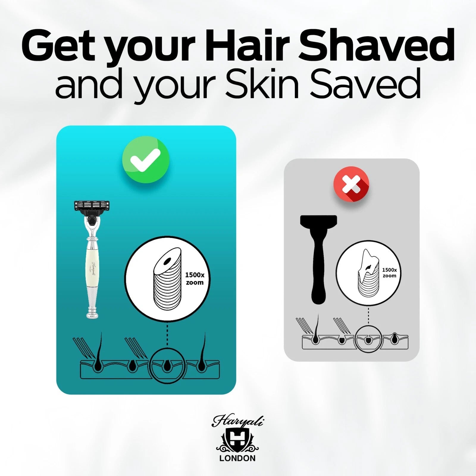 Tandoori 3 Blade Razor Ivory Half Nex Grip - HARYALI LONDON