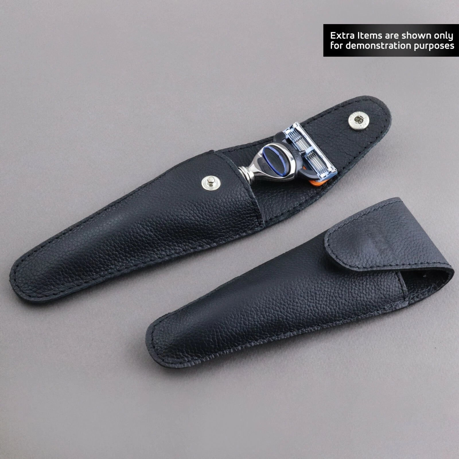 Universal Razor Case Buy Black Leather Razor Pouch Travel Case for 5 Blade Razors – HARYALI ...