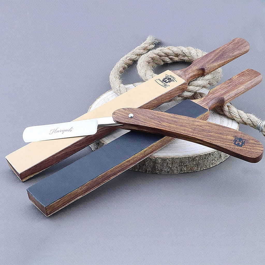 Two Sided Wood Handle Stick Strop for Sharping All Kind of Blades & Razors - HARYALI LONDON