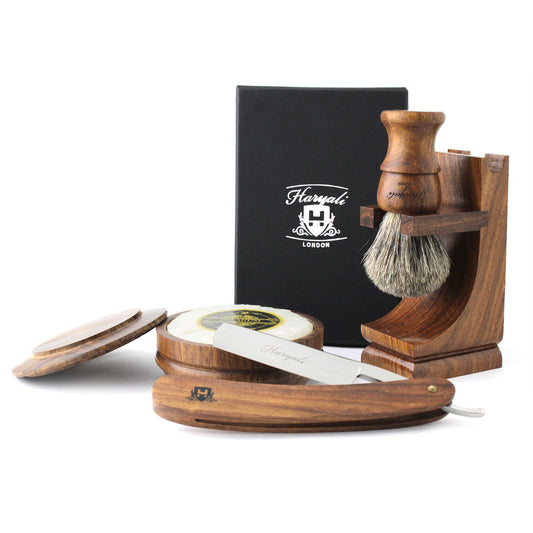 Haryali's Wooden Cut Throat Razor Set - HARYALI LONDON